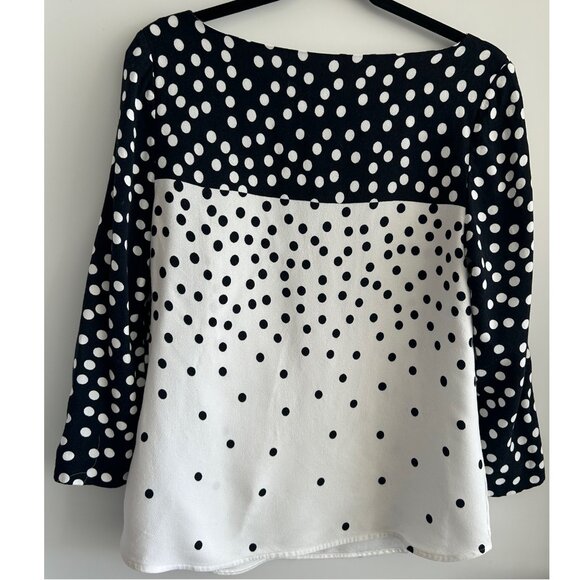 LK Bennet Black Cream Polka Dot Top Sz 6 - Picture 2 of 6
